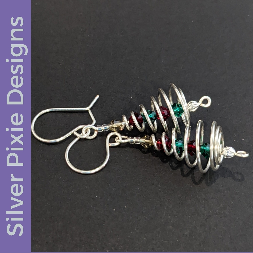 🎄2 for $35!!🎄 Handcrafted Silver-Plated Copper Christmas Tree Earrings